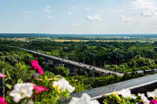 Vladimir city, Sudogskoye highway, the bridge over the river Klyazma, Russia. Beautiful landscape, view into the distance photo