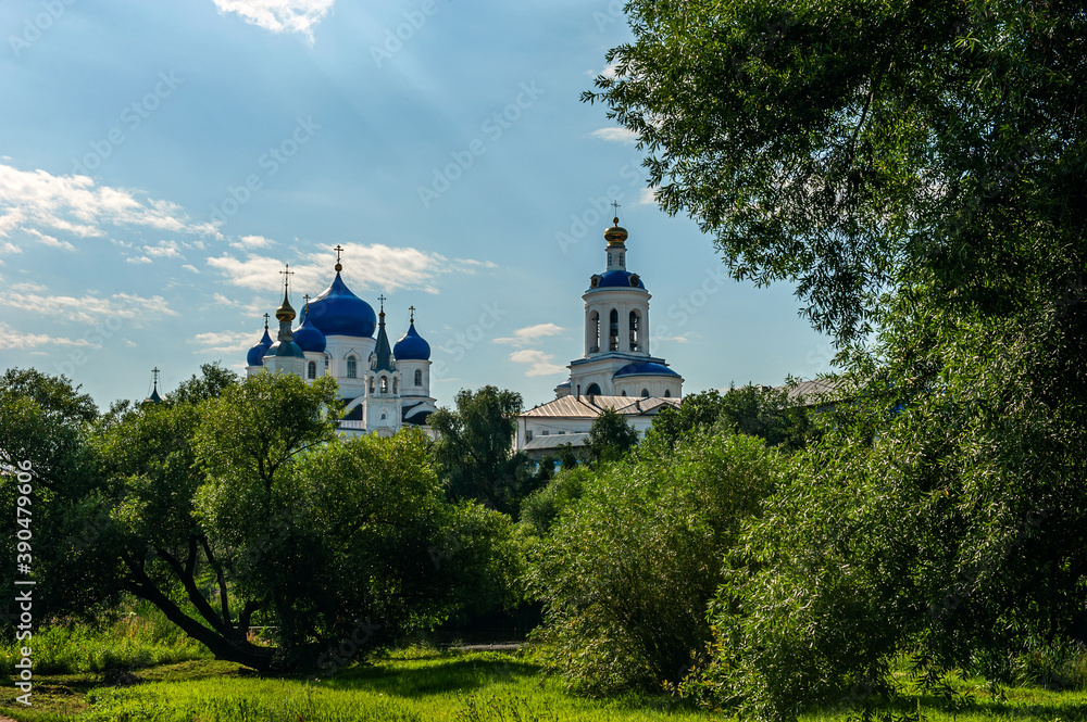 Summer view of the Holy bogolyubovsky monastery in the Vladimir region of Russia. Golden ring. Ancient tourist centers of Russia.