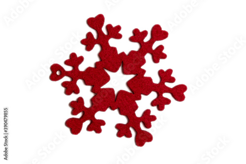 Red christmas snowflake. Isolated on white. Design element for christmas and new year