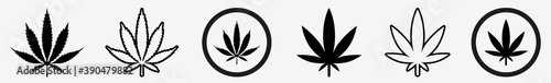Cannabis Leaf Icon Set | Cannabis Leaves Vector Illustration Logo | Cannabis Leaf Icons Isolated Collection photo
