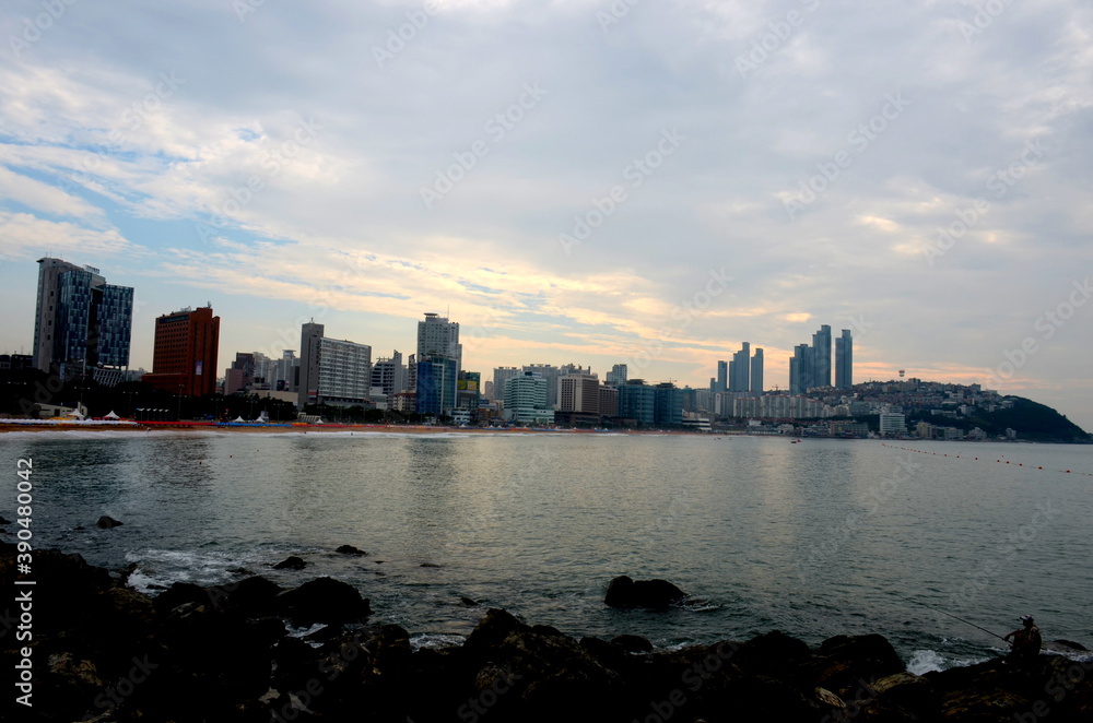 Fototapeta premium city skyline at sunset