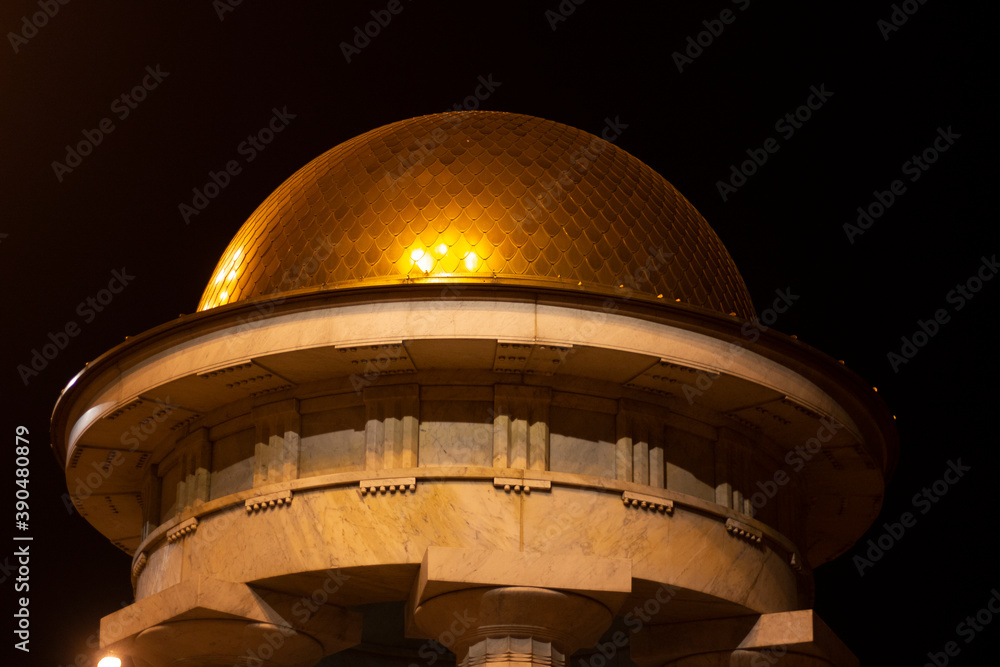 Fototapeta premium Golden dome. Architectural element. Beautiful building. Small chapel.