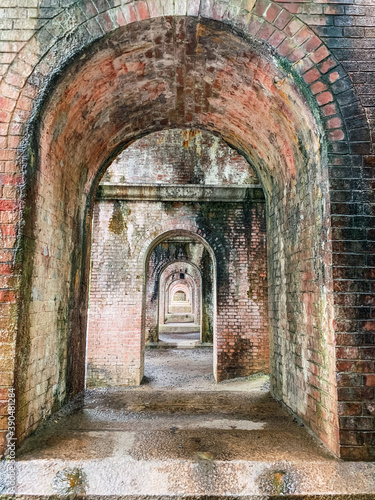 archs of an aqueduct creating a geometric figure