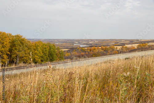 Autumn prairie view from North Saskatchewan Lookout in Canada