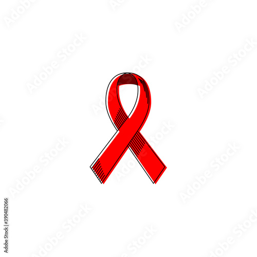 Red ribbon HIV, AIDS on white background. World aids day symbol. Vector
