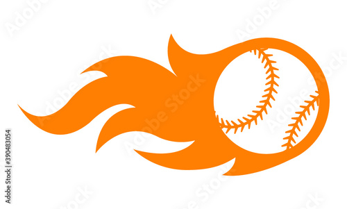 Vector illustration of baseball ball with simple flame shape. Ideal for sticker, decal, sport logo and any kind of decoration.