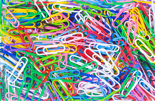Colorful paper clips.top view.Close up