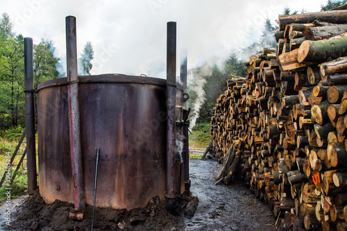 Fototapeta Naklejka Na Ścianę i Meble -  Charcoal kilns (Retorty) in the Bieszczady Mountains, Poland