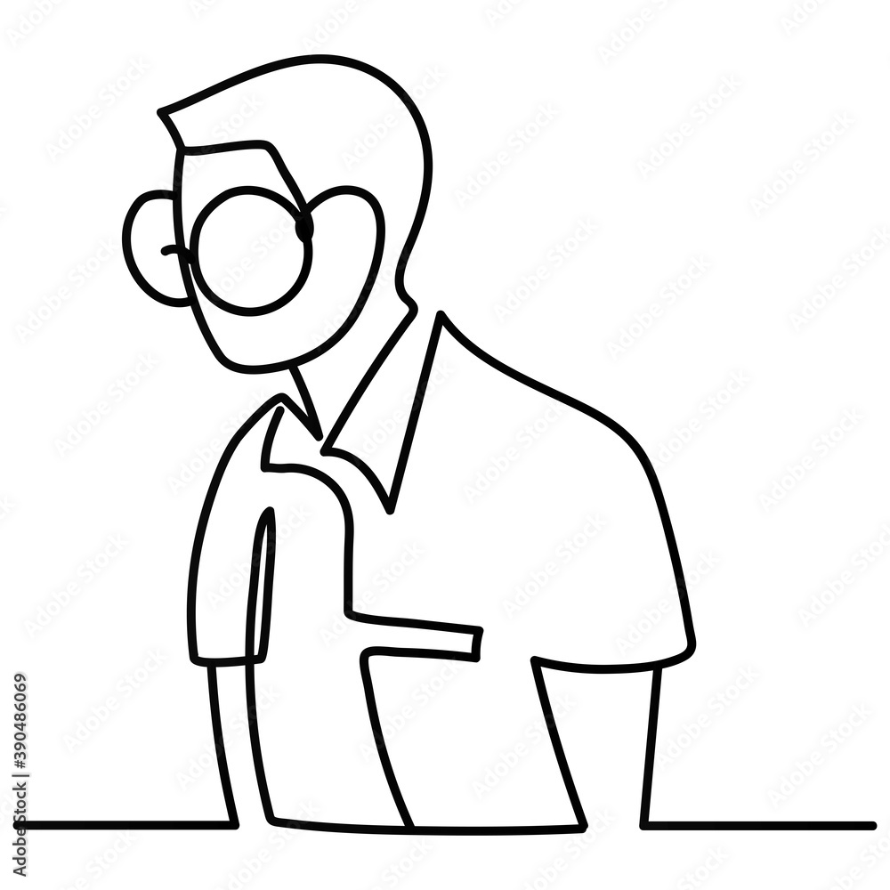 nerd man with glasses portrait continuous line style nerd man with glasses portrait continuous line style