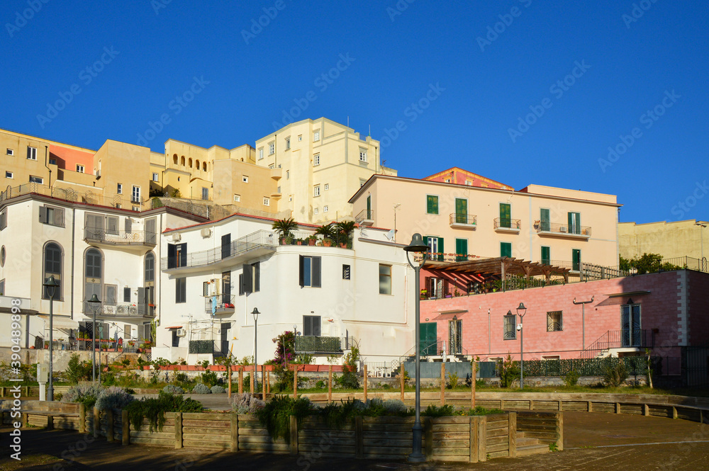 Old houses in the historic center of Pozzuoli in the province of Naples, Italy.