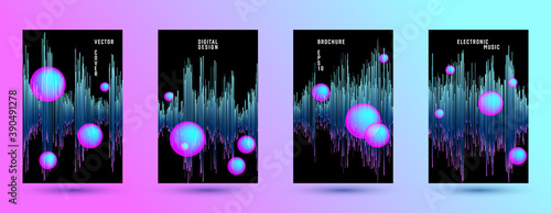 Music banners set with sound wave background.