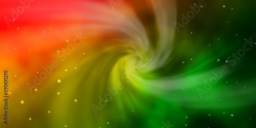 Light Green, Red vector background with colorful stars.