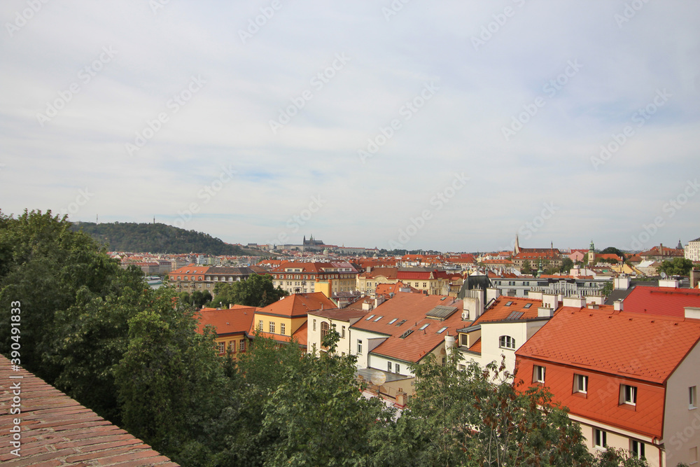 Red rooftops of Prague, Czech Republic. Panorama view.