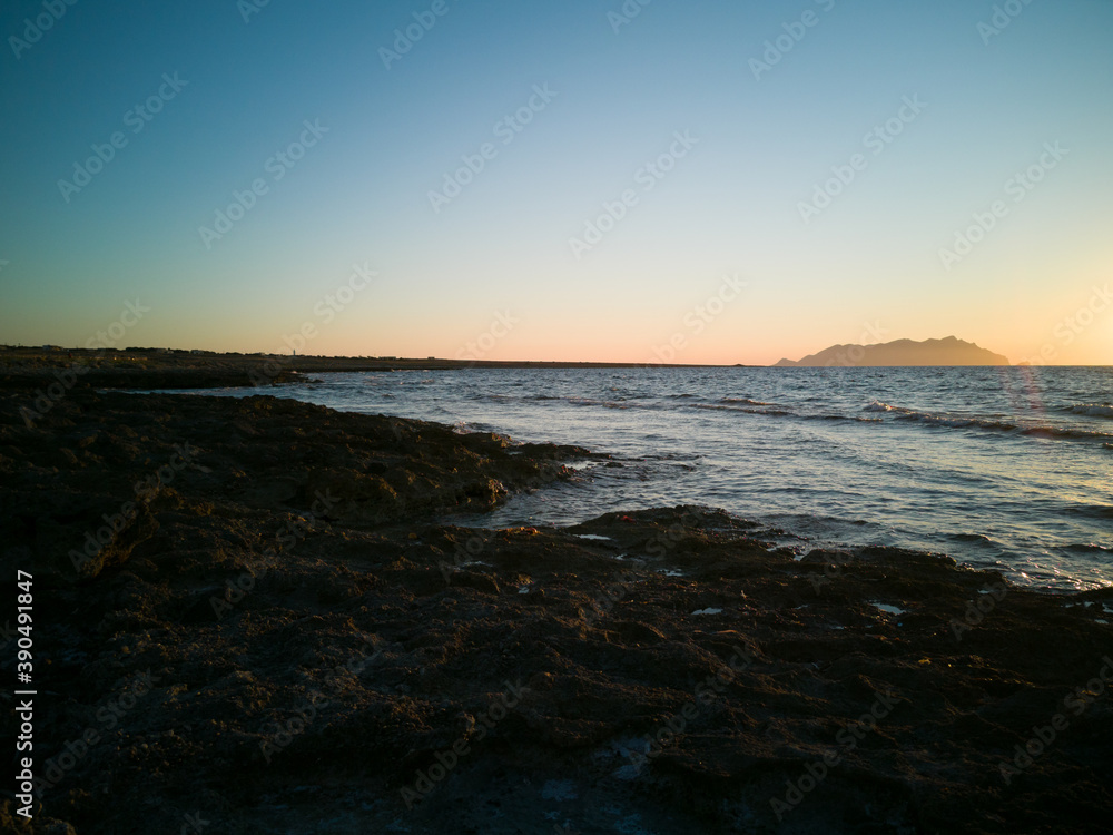 Nice sunset colors at Cala Pozzo, in the west part of Favignana one of the Egadi island of Sicily