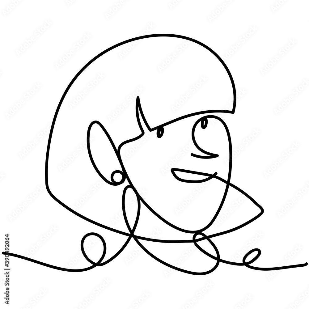 woman wearing earring profile continuous line, isolated design