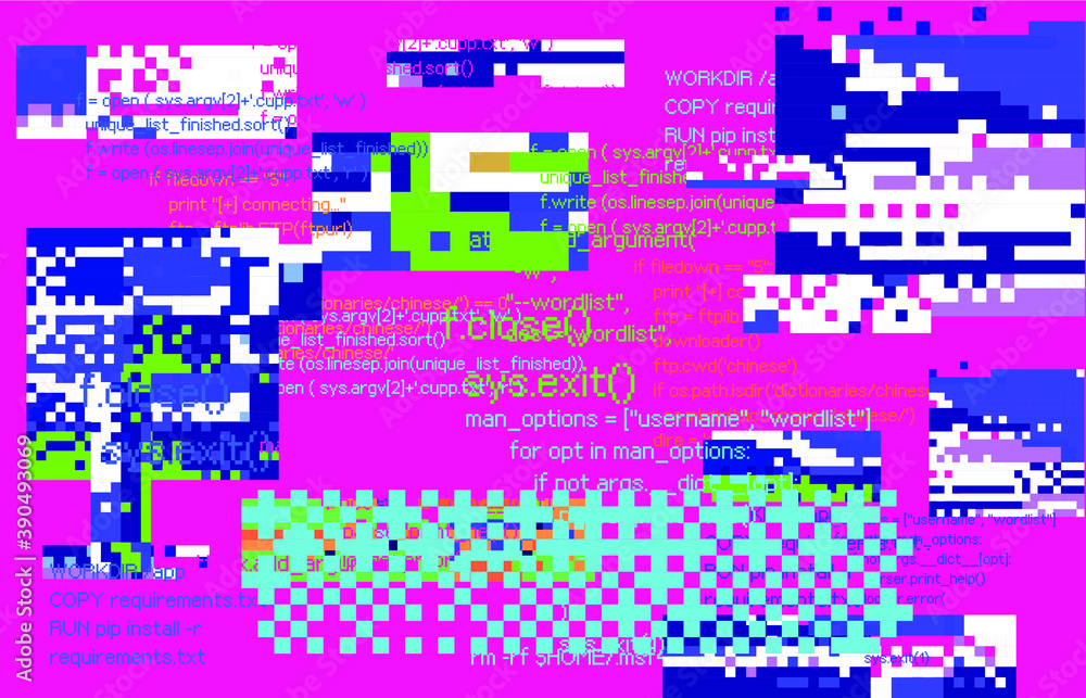 Abstract pixelated retro background in 8-bit retrowave style. Conceptual illustration of steganography. Abstract pixelated retro background in 8-bit retrowave style. Conceptual illustration of steganography.