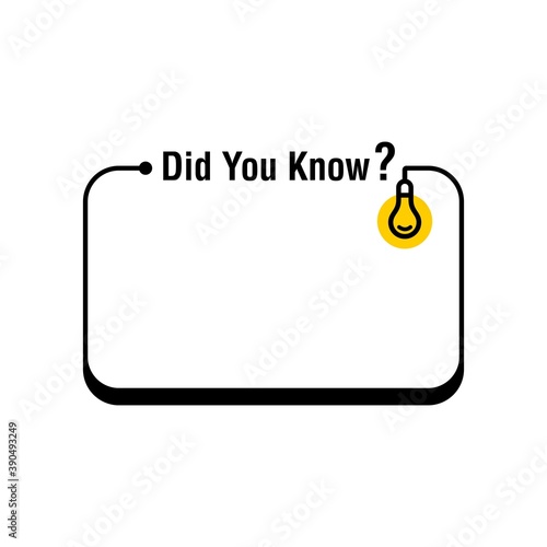 Did you know vector template post with idea bulb light icon for soicial media background, fun fact blank template fyi vector