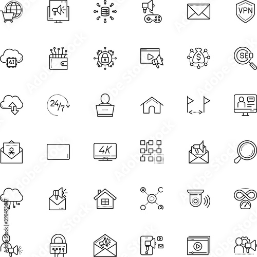 internet vector icon set such as: wire, touch, cam, advertisement, monitor, learning, travel, template, graph, art, live, banking, 24, flag, bandwidth, inspect, camera, attention, 7, tv, study, desk