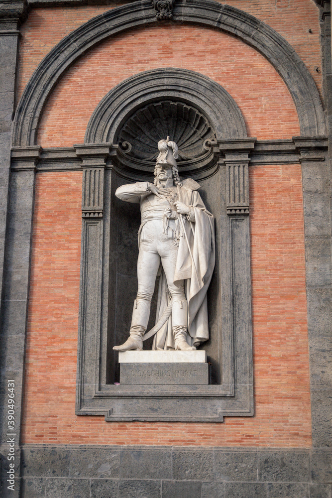 King Alfonso V of Aragon statue on the facade of the Royal Palace, Piazza del Plebiscito, Naples, Campania, Italy
