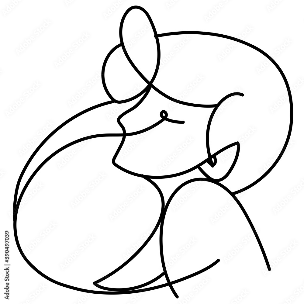 woman portrait character continuous line style woman portrait character continuous line style
