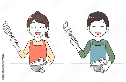 笑顔でホイップを作る