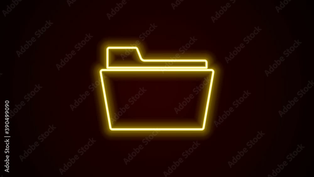 Glowing neon line Document folder icon isolated on black background. Accounting binder symbol. Bookkeeping management. 4K Video motion graphic animation Glowing neon line Document folder icon isolated on black background. Accounting binder symbol. Bookkeeping management. 4K Video motion graphic animation