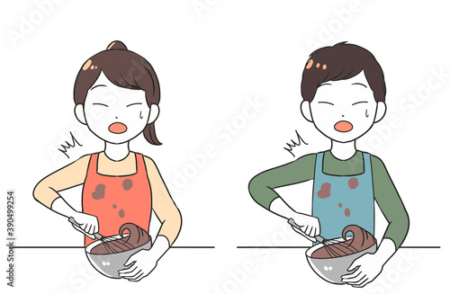 チョコホイップをかき混ぜて飛び散らせる