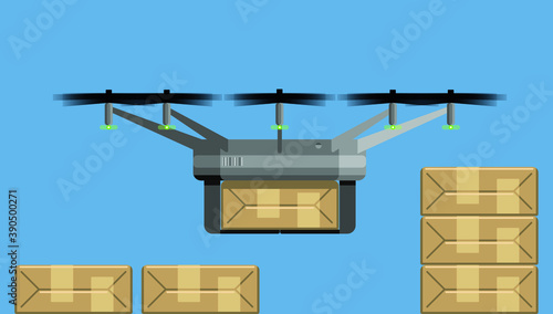 drone delivery service illustration, future technology for shipping