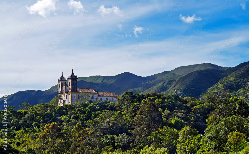 Baroque church in historical city of Ouro Preto, Brazil 