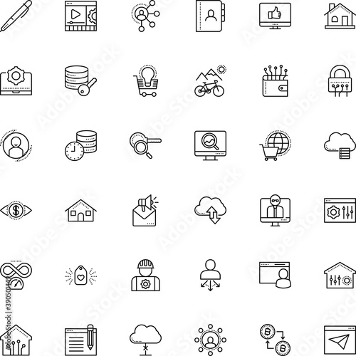 internet vector icon set such as: note, email, editable stroke, store, icons, hard hat, realtime, manager, loud, decline, climate, job, pencil, knowledge, blue, tour, contractor, training, cottage