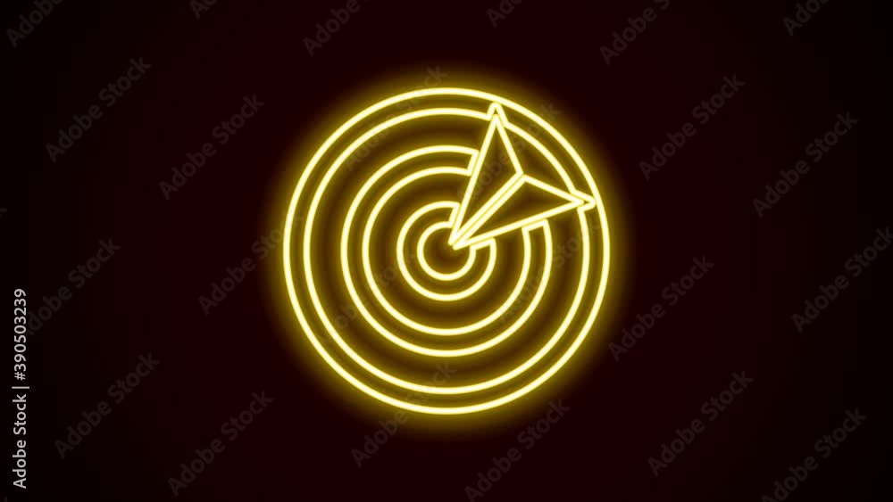 Glowing neon line Target sport icon isolated on black background. Clean target with numbers for shooting range or shooting. 4K Video motion graphic animation Glowing neon line Target sport icon isolated on black background. Clean target with numbers for shooting range or shooting. 4K Video motion graphic animation
