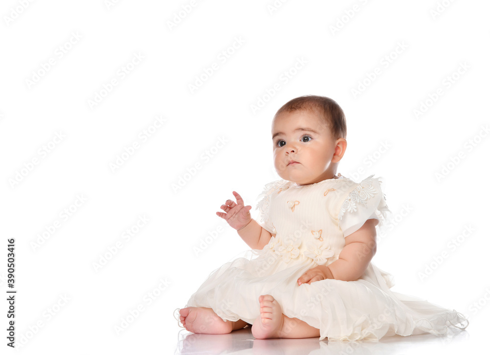 Pretty loving baby girl in princess dress portrait Pretty loving baby girl in princess dress portrait