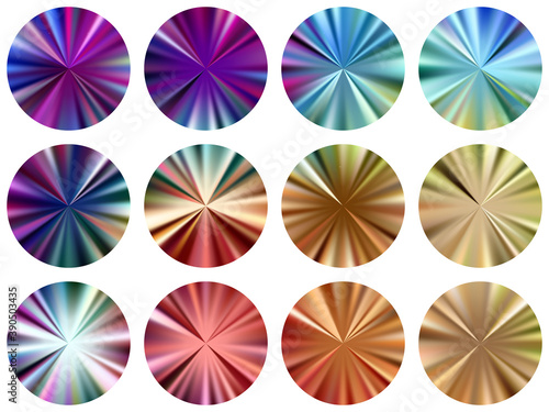 circular metallic gradient label elements vector 