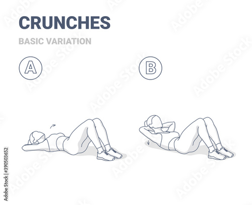 Crunch Female Workout Exercise Guide Illustration