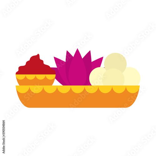 bhali dooj concept, puja thali icon, colorful design