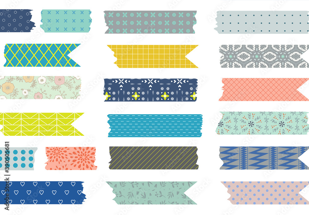 Collection of Patterned Washi Tape Strips Stock Template | Adobe Stock