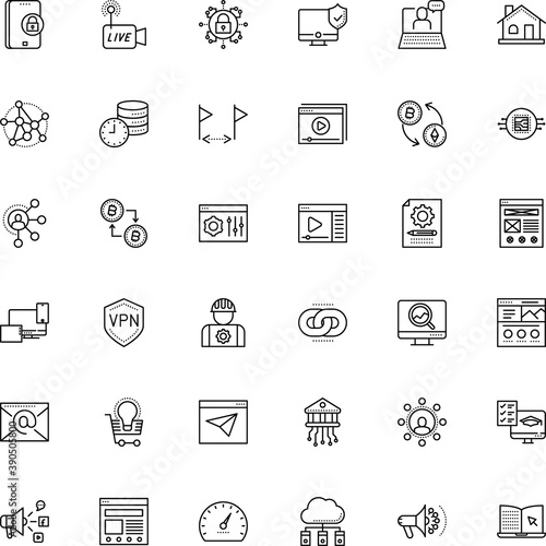 internet vector icon set such as: metric, test, slider, arrow, person, state, college, community, call, digital technology network, peer, blue, sign symbol-live video, authentication, tab, choice