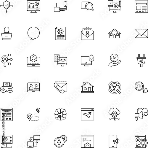internet vector icon set such as: game, things, per, letter, prototype, sale, pencil, bank, university, answer, referral, live, module, discovery, banking, gaming, bug, click, survey, bar, speaker