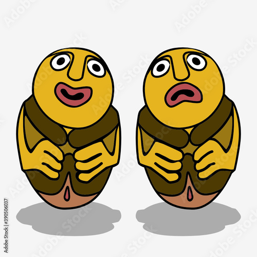 Sculptures of Lepenski vir. Illustration of a sculpture of a Lepenski vir on a white background