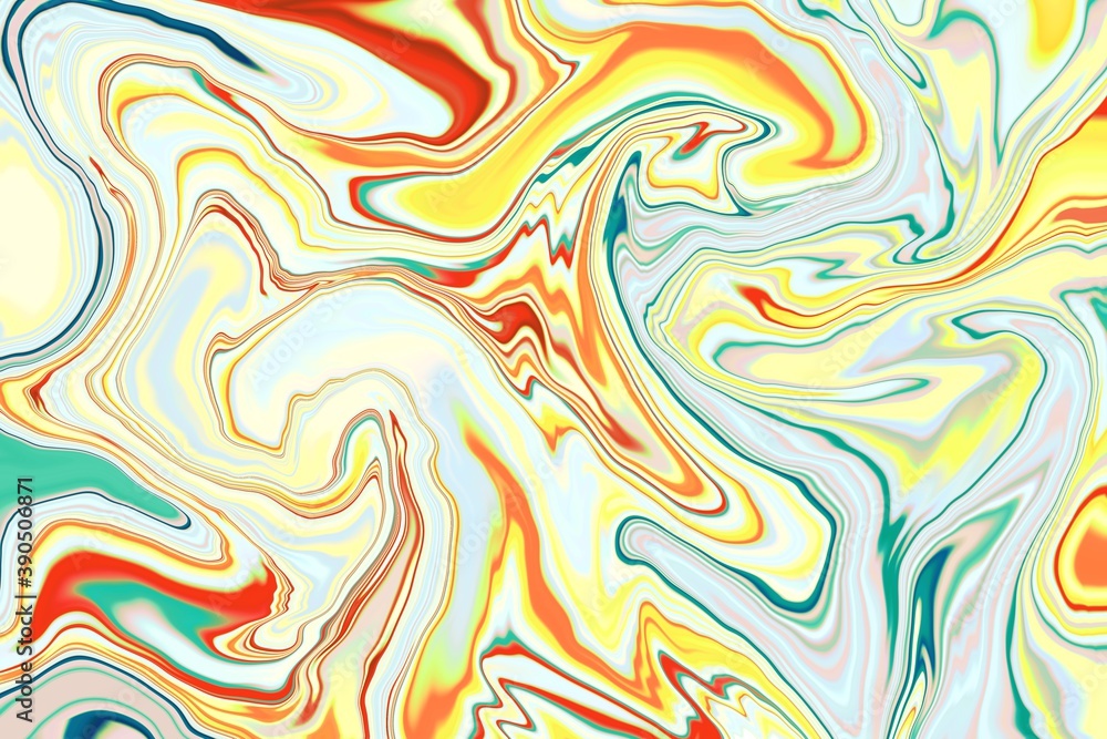 Liquid Abstract Fluid vibrant paint colors  marbeling swirls of colorful paints 
and inks of 
iridescent and bright artistic background wallpaper or poster 
