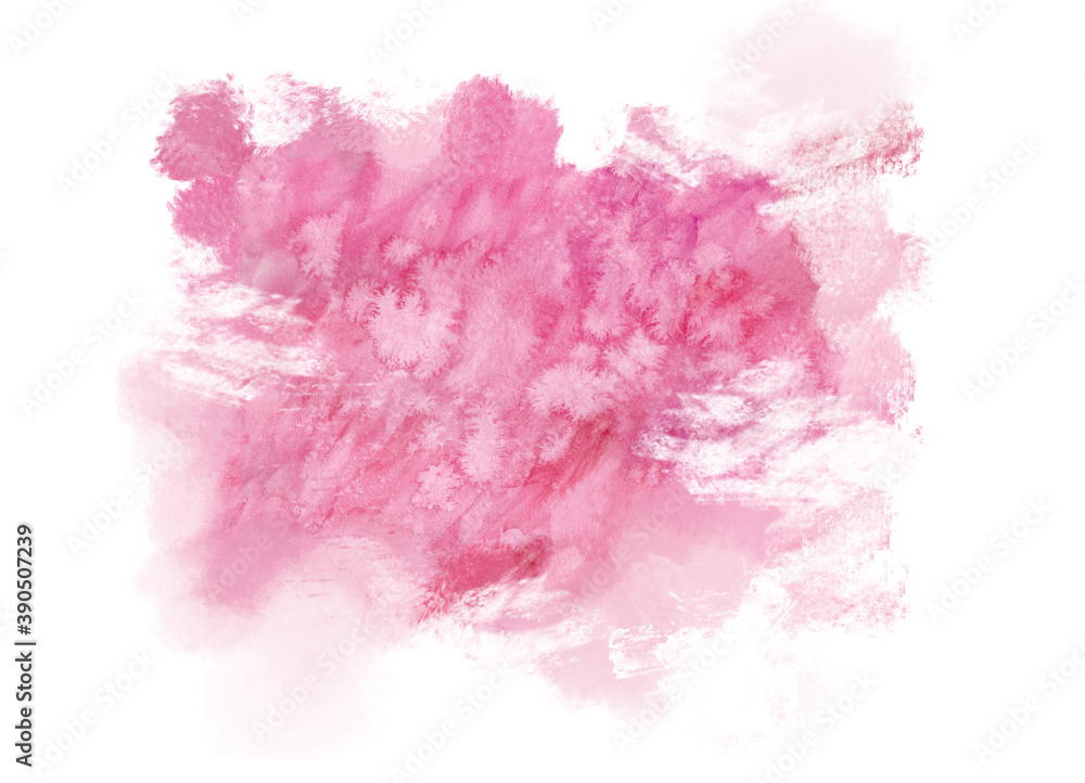 Pink watercolor background. Watercolor splash texture. Decorative abstract picture. Element for design. Liquid paint.