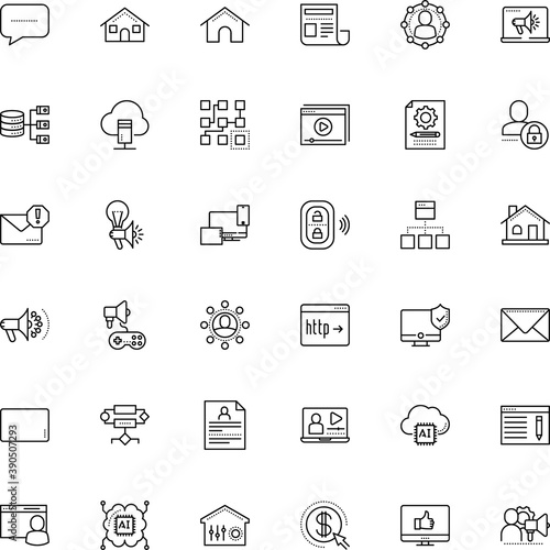 internet vector icon set such as: arrow, conversation, gesture, balloon, remote, innovative, part, bulb, light, film, online business, drawn, risk, satisfaction, note, base, daily, contact