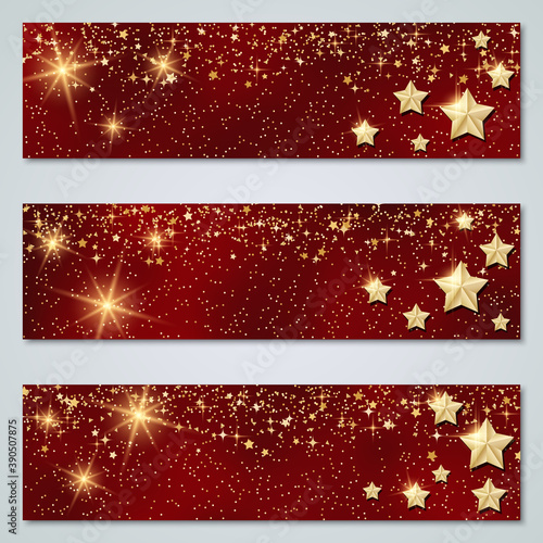Christmas and New Year red luxury vector banner templates collection