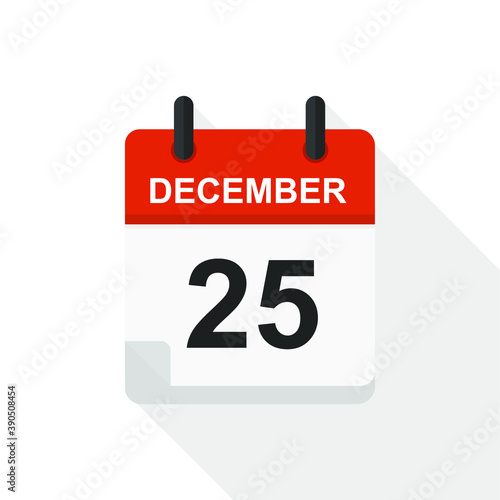 calendar icon, christmas day, vector illustration