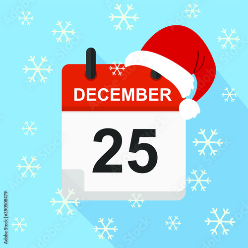 calendar icon, christmas day, vector illustration