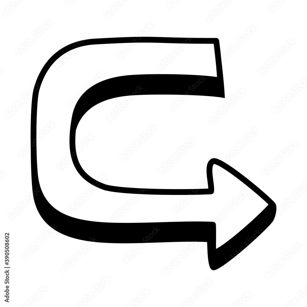 icon of curved arrow, line style icon of curved arrow, line style