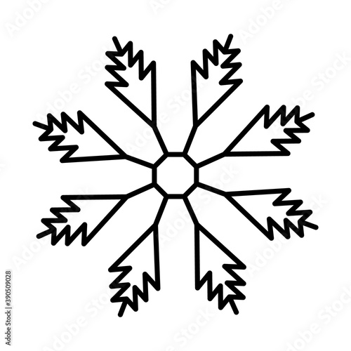 snowflake icon over white background, line style