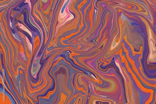 Liquid Abstract Fluid vibrant paint colors marbeling swirls of paints and inks of Deep dark and bright artistic colors, green, brown, red, orange, blue, cerise, purple
