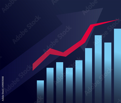 bars chart with increase line gradient style icon vector design
