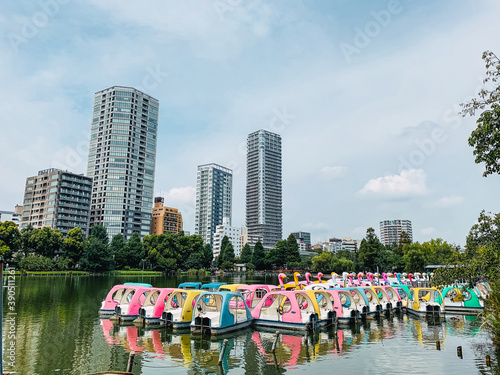 city skyline with coloured boats © Cynthia